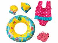 Heless 88 - Schwimm-Set für Puppen, Badeanzug, Clogs, Schwimmring und -flügel mit