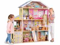 KidKraft Puppenhaus Majestic Mansion aus Holz mit Möbeln und Zubehör, Spielset mit