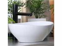 Waschbecken24 | Aufsatzwaschbecken | Ovales Waschbecken ohne Hahnloch 