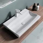 doporro Waschbecken 63x39,5x11,5cm H&auml;ngewaschbecken aus Keramik Aufsatzwaschbecken