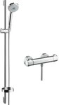 hansgrohe Duschset Croma 100, Thermostatset mit 3 Strahlarten, Brausestange...