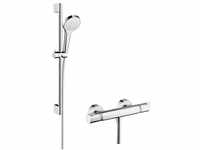 hansgrohe Croma Select S Thermostatset 0,65m, 3 Strahlarten, Weiß/Chrom