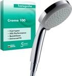 hansgrohe Croma 100 - Duschkopf, Handbrause mit 4 Strahlarten, runde Duschbrause (100