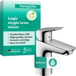 hansgrohe Waschtischarmatur Logis, Wasserhahn Bad mit Auslauf H&ouml;he 100 mm, mit