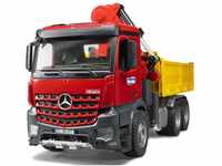 bruder 03651 - Mercedes-Benz Arocs Baustellen-LKW mit Kran, Schaufelgreifer,