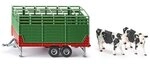 Siku 2875, Viehanh&auml;nger inkl. 2 Holstein-K&uuml;hen, 1:32, Metall/Kunststoff, Gr&uuml;n,