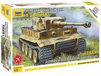 Zvezda Z5002 500785002 - WWII Deutscher Kampfpanzer, Tiger I Snap-Fit 1:72