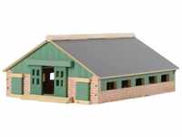 Kids Globe Kuhstall Holz, Spielzeug Kuhstall Dach aufklappbar, Bauernhof mit Maßstab