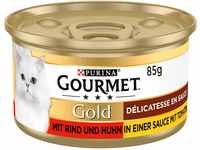 PURINA GOURMET Gold Délicatesse en Sauce Katzenfutter nass, mit Rind und Huhn, 12er