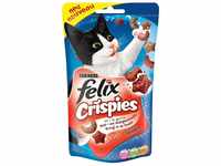 FELIX Crispies Katzensnack, Knusper-Leckerlie mit Rind- und Huhngeschmack 8er Pack (8