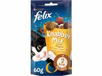 FELIX KnabberMix Original Katzensnack, Knusper-Leckerlie mit 3 Geschmacksrichtungen,