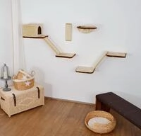 SILVIO Design Beige 8-Teilige Katzen-Kletterwand - Einfach Montierbar