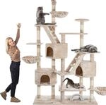 HAPPYPET Kratzbaum deckenhoch 260 cm hoch, Kletterbaum SAM &ndash; Gro&szlig;er XXL Katzenbaum
