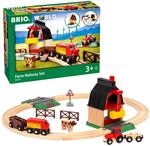 BRIO World 33719 Bahn Bauernhof Set - Holzeisenbahn mit Bauernhof, Tieren und