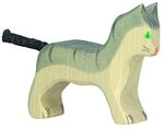 Holztiger Katze, klein, grau, 80056