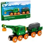 BRIO Gr&uuml;ner Kranwagen mit Anh&auml;nger