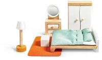 Hape Puppenhaus Schlafzimmer - M&ouml;belset aus Holz f&uuml;r Puppenh&auml;user, Lernspielzeug