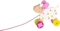 goki 54932 Ziehtier Schaf Suse Susibelle aus Holz, Nachzieh-Spielzeug mit Tiermotiv,