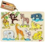 Goki 57829 - Steckpuzzle - afrikanische Tierkinder 9 St&uuml;ck