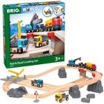 BRIO World 33210 Stra&szlig;en & Schienen Steinverlade Set - Inklusive Frachtlok mit