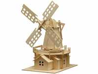 Pebaro 873 Holzbausatz Windmühle, 3D Puzzle Bauwerk, Modellbausatz, Basteln mit