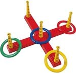 Simba 107408799 - Ringwurfspiel Kreuz, 5 Ringe, 5 St&auml;be, 47x47cm, Ring je...