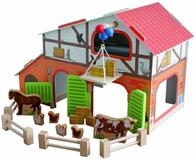 roba Bauernhof 'Farm', bedrucktes Holzspielzeug, Set mit Scheune, Stall, Heuboden,