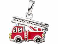 Jobo Kinder Anhänger Feuerwehrauto rot 925 Silber Feuerwehr Kinderanhänger