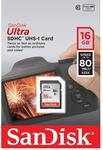 SanDisk Ultra 16GB SDHC bis zu 80 MB/Sek, Class 10 Speicherkarte