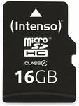 Intenso microSDHC 16GB Class 4 Speicherkarte inkl. SD-Adapter, schwarz