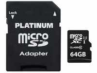 Platinum High Speed microSDXC Karte 64GB Class 10 UHS-I U1 Speicherkarte inkl....