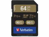 Verbatim Pro+ U3 SDXC-Speicherkarte - 64 GB - für 4K-Ultra-HD-Videoaufnahmen,...