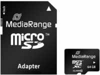 MediaRange micro SDXC Speicherkarte mit SD Adapter 64GB - Geschwindigkeit Klasse 10,