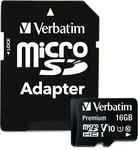 Verbatim Premium microSD HC Speicherkarte - 16 GB - inkl. Adapter, Class 10,...