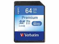 Verbatim Premium U1 SDXC Speicherkarte, 64 GB, SD Karte für Full HD Videoaufnahmen,