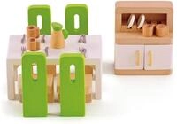 Hape Esszimmer &ndash; 23-teiliges Puppenhaus-M&ouml;belset aus Holz mit Tisch, St&uuml;hlen und