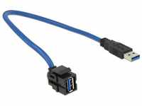 DeLock Keystone USB3.0 A Buchse > USB3.0 A Stecker 250 mit Kabel, blau