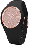 Ice-Watch - ICE glitter Black Rose-Gold - Schwarze Damenuhr mit Silikonarmband -