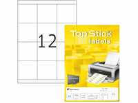 TopStick 8709 Universal Etiketten, 100 Blatt, 70 x 67,7 mm, 12 pro A4 Bogen, 1200
