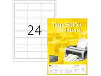 TopStick 8736 Universal Etiketten, 100 Blatt, 64,6 x 33,8 mm, 24 pro A4 Bogen, 2400