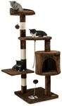 lionto Kratzbaum f&uuml;r Katzen mit 2 Pl&uuml;schb&auml;llen & Spielseil, H&ouml;he 112 cm,