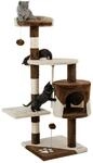 lionto Kratzbaum f&uuml;r Katzen mit 2 Pl&uuml;schb&auml;llen & Spielseil, H&ouml;he 112 cm,