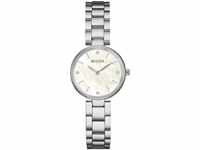 Bulova Diamond 96S159 - Damen Designer-Armbanduhr - Edelstahl - Weiß