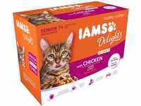 IAMS Delights Senior Katzenfutter Nass - Multipack mit Huhn in Sauce,...