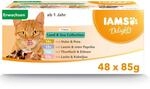 IAMS Delights Land & Sea Collection, Nassfutter f&uuml;r Katzen in So&szlig;e, 48 x 85 g