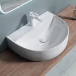 doporro Waschbecken Aufsatzwaschbecken 44x60x16cm Waschplatz Keramik wei&szlig; 