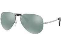 Ray-Ban Herren 3449 Sonnenbrille, Silber (Silver/Green Mirror Silver), One Size...