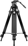 Mantona Dolomit 1300 Videostativ, 188 cm (inkl. Fluid-Neiger mit Wasserwaage,