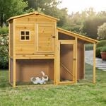 Mucola Hasenstall 140x115x60 cm Kleintiergehege 2 Ebenen Holz inklusive Rampe