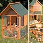Mucola Kaninchenstall 2 Etagen Hasenstall 80x96x121 cm Fichtenholz | Kleintierstall